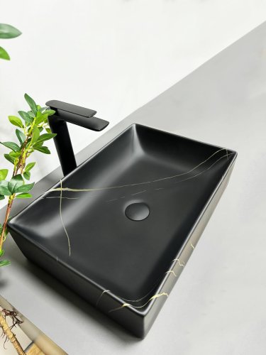 Умивальник (раковина) VBI LATINA BLACK STONE MATT накладний