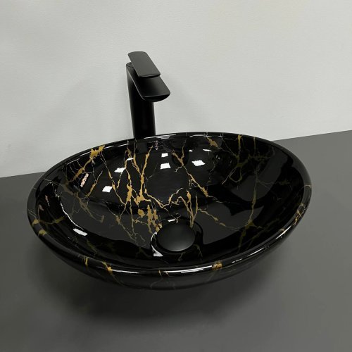 Умывальник (раковина) VBI PARMA MARBLE BLACK GLOSSY накладной