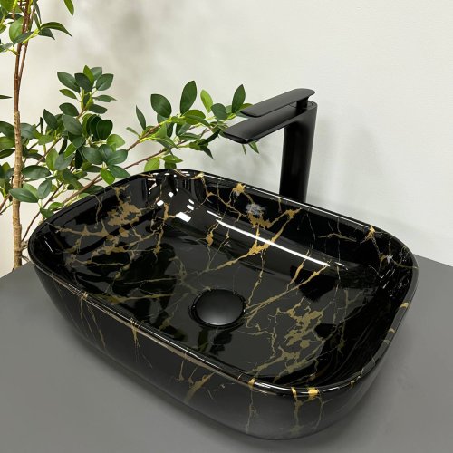 Умивальник (раковина) VBI RAVENNA MARBLE BLACK GLOSSY накладний
