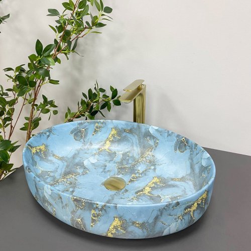 Умывальник (раковина) VBI UDINE MARBLE BLUE MATT накладной