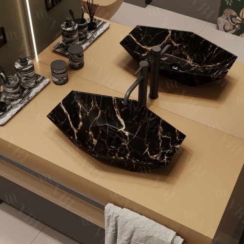 Умывальник (раковина) VBI VENEZIA S MARBLE BLACK MATT накладной