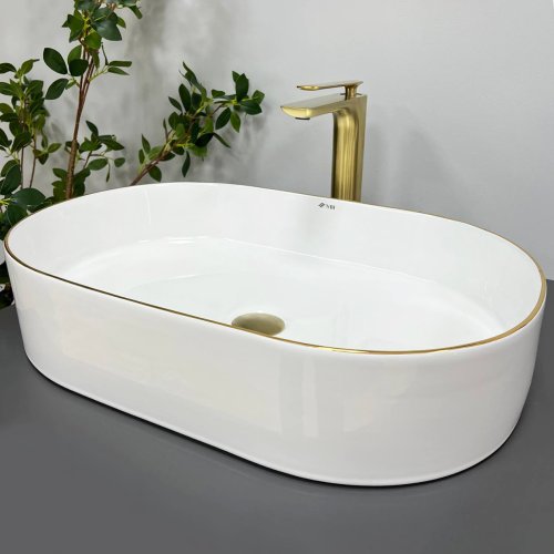 Умывальник (раковина) VBI VERONA 60 WHITE GOLD EDGE накладной