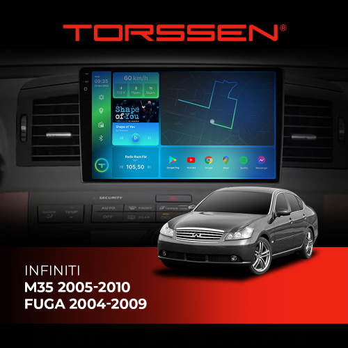 Штатна магнітола Torssen Infiniti M35 2005-2010/Nissan Fuga 2004-2009 NF9 Carplay
