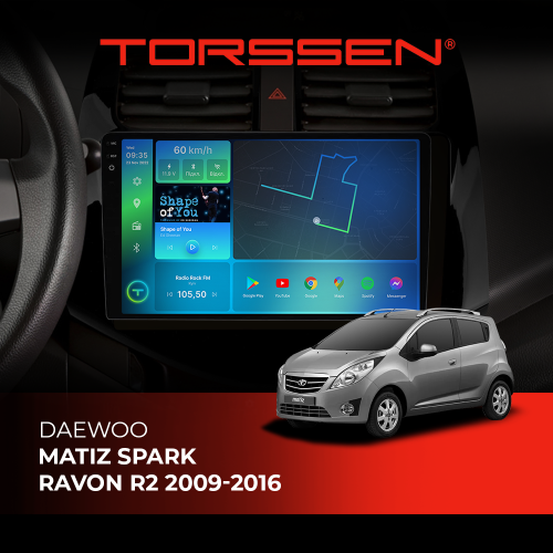 Штатная магнитола Torssen 2K Chevrolet Matiz/Spark/Ravon R2 2009-2016 F9432 4G Carplay DSP