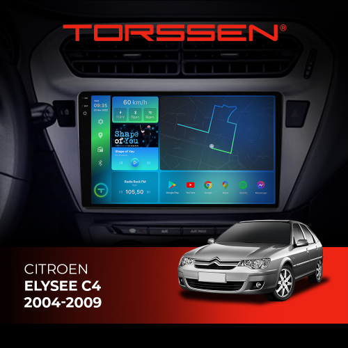 Штатная магнитола Torssen 2K Citroen Elysee C4 04-09 FL9 4+64Gb 4G Carplay DSP