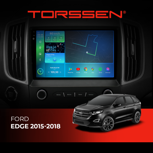 Штатная магнитола Torssen 2K Ford Edge 2015-2018 knob F9432 4G Carplay DSP