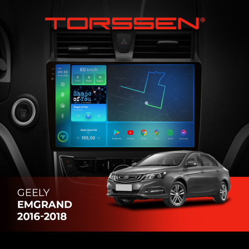 Штатная магнитола Torssen 2K Geely Emgrand 2016-2018 FL9 4+64Gb 4G Carplay DSP