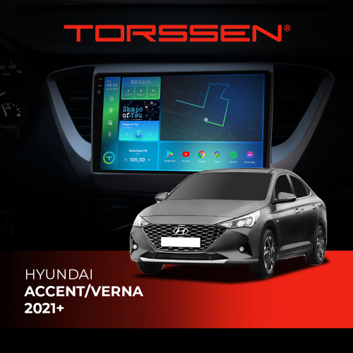 Штатная магнитола Torssen 2K Hyundai Accent/Verna 2021+ F98256 4G Carplay DSP