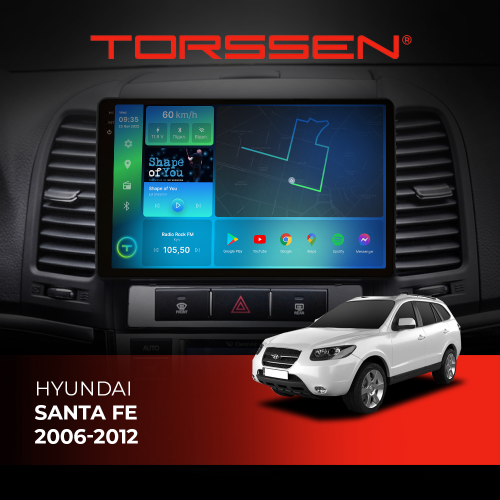 Штатна магнітола Torssen 2K Hyundai Santa Fe 2006-2012 F98256 4G Carplay DSP