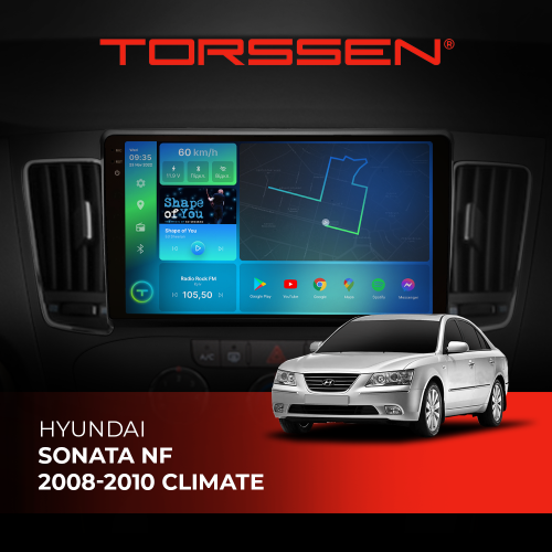 Штатная магнитола Torssen 2K Hyundai Sonata NF 08-10 FL9 4+64Gb 4G Carplay DSP