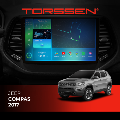Штатная магнитола Torssen 2K Jeep Compas 17-FL10 4+64Gb 4G Carplay DSP