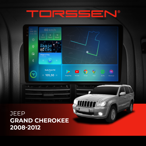 Штатная магнитола Torssen 2K Jeep Grand Cherokee 08-12 FL9 4+64Gb 4G Carplay DSP