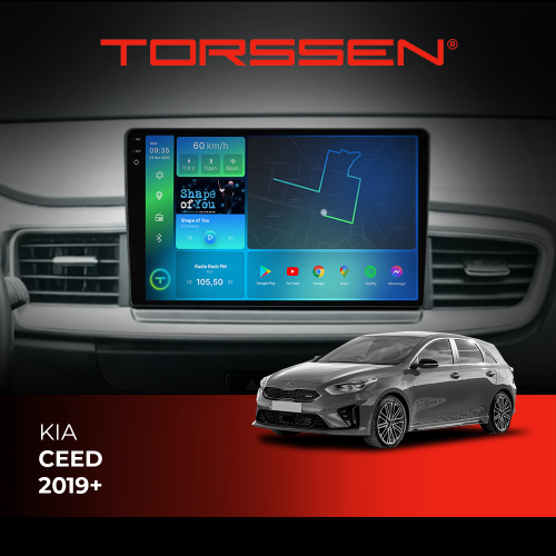 Штатная магнитола Torssen 2K Kia Ceed 2019+ FL10 4+64Gb 4G Carplay DSP