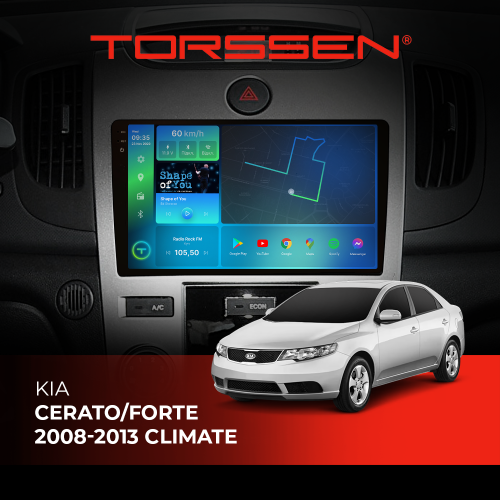 Штатная магнитола Torssen 2K Kia Cerato/Forte 08-13 F98256 4G Carplay climate