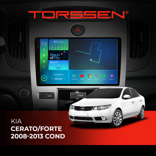 Штатная магнитола Torssen 2K Kia Cerato/Forte 08-13 F98256 4G Carplay conditioner