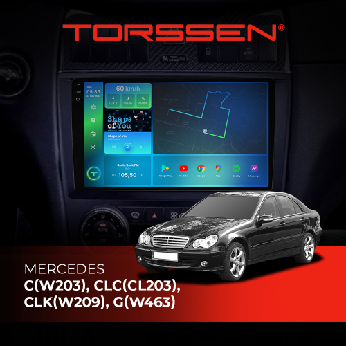 Штатная магнитола Torssen 2K Mercedes C(W203), CLC(CL203), CLK(W209), G(W463) FL9 4+64Gb 4G Carplay DSP