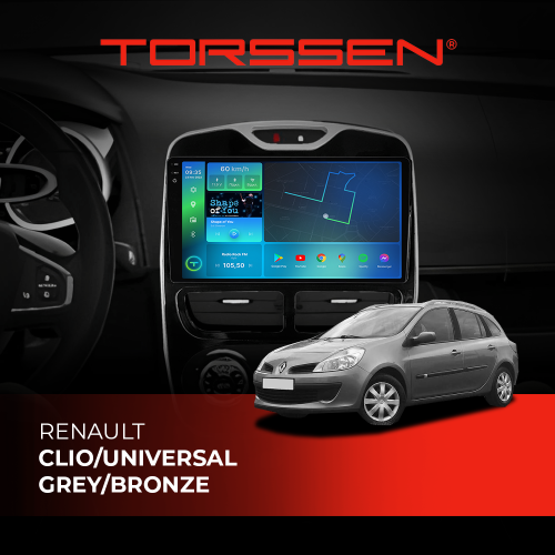Штатная магнитола Torssen 2K Renault Clio/Universal Grey/Bronze FL9 4+64Gb 4G Carplay DSP