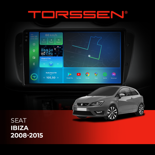 Штатная магнитола Torssen 2K Seat Ibiza 08-15 FL9 4+64Gb 4G Carplay DSP