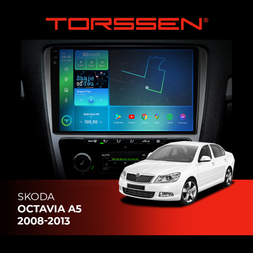 Штатная магнитола Torssen 2K Skoda Octavia A5 08-13 F98256 4G Carplay DSP