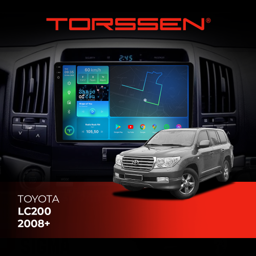 Штатная магнитола Torssen 2K Toyota LC200 2008+ FL10 4+64Gb 4G Carplay DSP