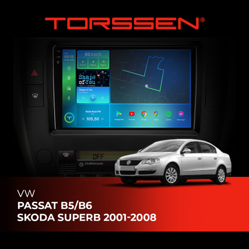 Штатная магнитола Torssen 2K VW Passat B5,Skoda Superb 01-08 F98256 4G Carplay DSP
