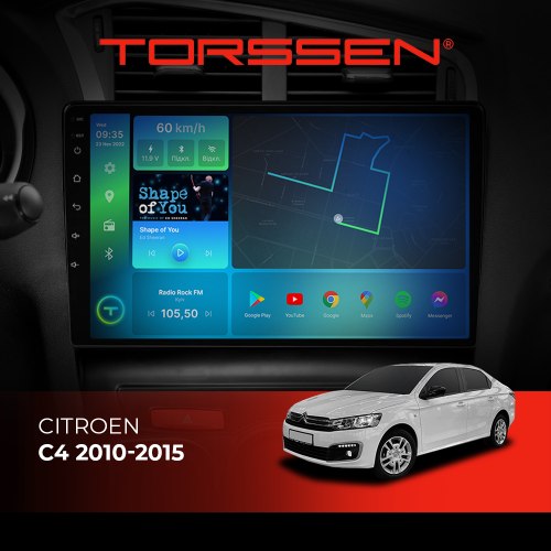 Штатная магнитола Torssen Citroen C4 10-15 FL10 4+64Gb 4G Carplay DSP