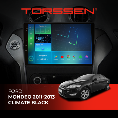 Штатная магнитола Torssen Ford Mondeo 11-13 black FL10 4+64Gb 4G Carplay DSP