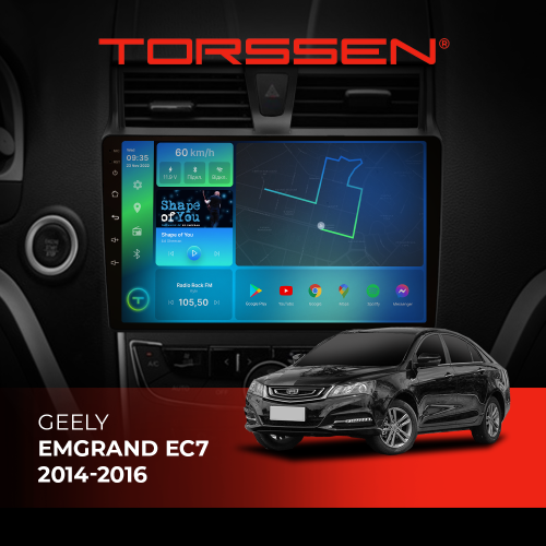 Штатная магнитола Torssen Geely Emgrand EC7 2014-2016, Emgrand 7 2016+ F9116