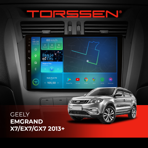 Штатная магнитола Torssen Geely Emgrand X7/EX7/GX7 2013+ FL9 4+64Gb 4G Carplay DSP