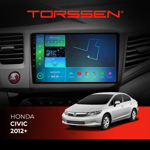 Штатна магнітола Torssen Honda Civic 2012+  FL9 4+64Gb 4G Carplay DSP