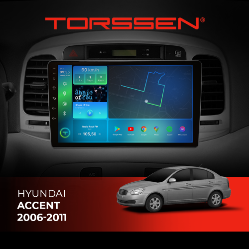 Штатная магнитола Torssen Hyundai Accent 2006-2011 FL9 4+64Gb 4G Carplay DSP