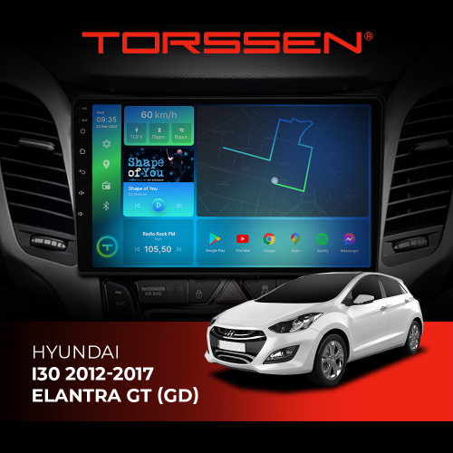Штатная магнитола Torssen Hyundai I30 12-17/Elantra GT (GD) FL9 4+64Gb 4G Carplay DSP
