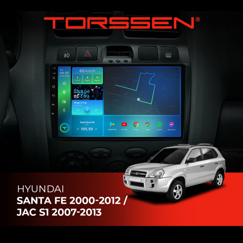 Штатная магнитола Torssen Hyundai Santa Fe 00-12/Jac S1 07-13 F98256 4G Carplay DSP
