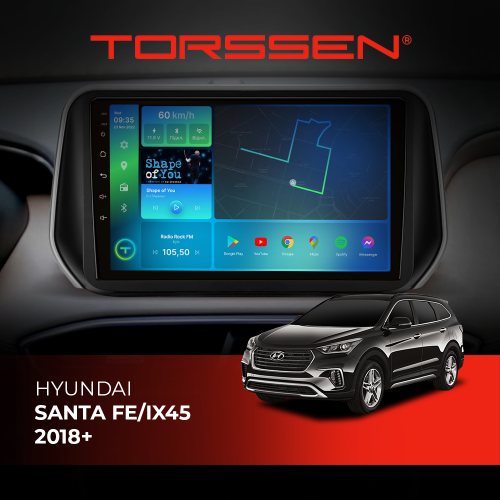 Штатна магнітола Torssen Hyundai Santa Fe/IX45 2018+ FL10 4+64Gb 4G Carplay DSP