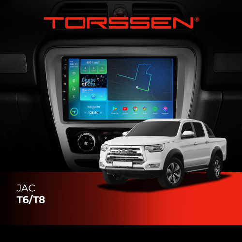Штатна магнітола Torssen JAC T6/T8 FL10 4+64Gb 4G Carplay DSP