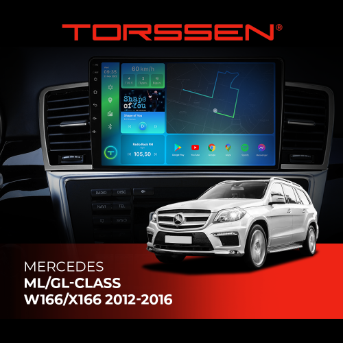 Штатная магнитола Torssen Mercedes ML/GL-class W166/X166 12-16 FL9 4+64Gb 4G Carplay DSP