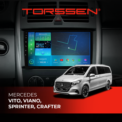 Штатная магнитола Torssen Mercedes Vito, Viano, Sprinter, Crafter FL9 4+64Gb 4G Carplay DSP
