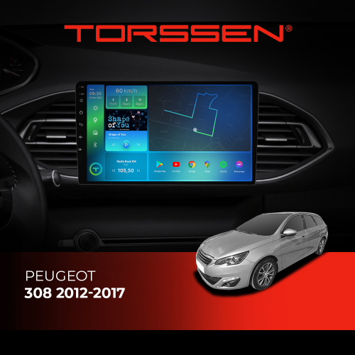 Штатна магнітола Torssen Peugeot 308 2012-2017 FL9 4+64Gb 4G Carplay DSP