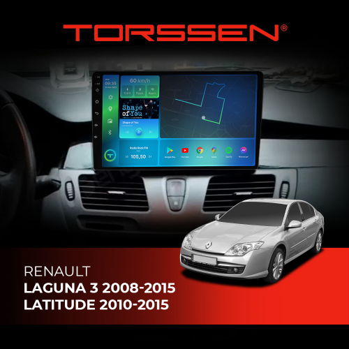 Штатная магнитола Torssen Renault Laguna 3 08-15 Latitude 10-15 F10432 4G Carplay DSP