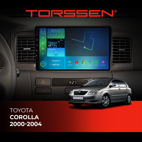 Штатная магнитола Torssen Toyota Corolla 2000-2004 F98256 4G Carplay