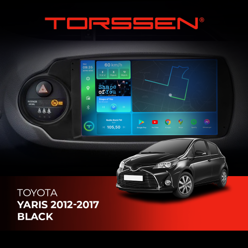Штатная магнитола Torssen Toyota Yaris 2012-2017 black FL9 4+64Gb 4G Carplay DSP