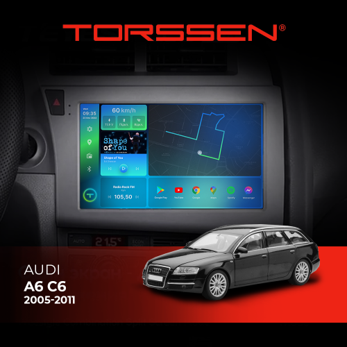 Штатна магнітола Torssen Audi A6 C6 2005-2011 FL9 4+64Gb 4G Carplay DSP