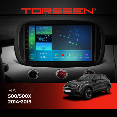 Штатна магнітола Torssen Fiat 500/500X 14-19 F98256 4G Carplay