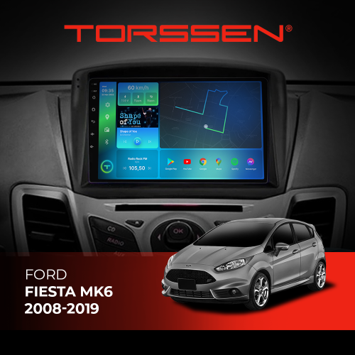 Штатная магнитола Torssen Форд Fiesta MK6 08-19 FL9 4+64Gb 4G Carplay DSP