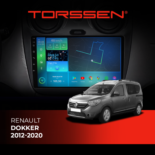 Штатна магнітола Torssen Renault Dokker 2012-2020 FL9 4+64Gb 4G Carplay DSP