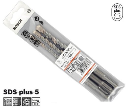 Набор сверл по бетону Bosch SDS-plus-5, 3 шт. 6/8/10 мм