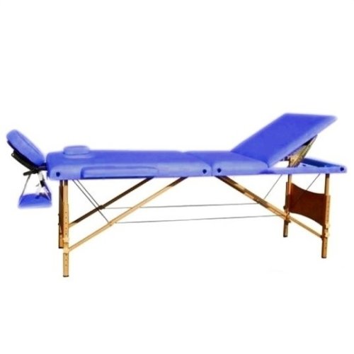 Массажный стол 3-х секционный (дерев. рама) синий Relax HY-30110-1.2.3