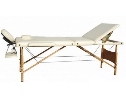 Массажный стол 3-х секционный (дерев. рама) кремовый Relax HY-30110-1.2.3