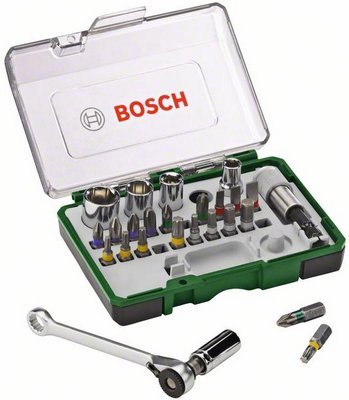 Набор бит Bosch 27 шт + ключ трещетка