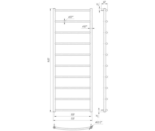 Рушникосушарка Mario Класік НР 1400х530 / 500 1.3.0104.01.P